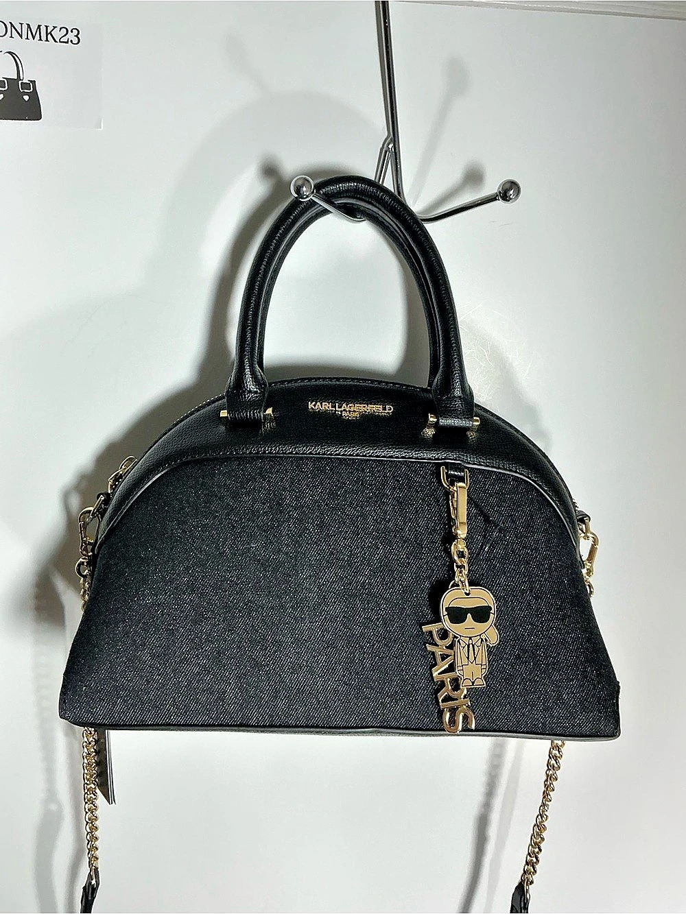 Karl Lagerfeld Galla Black Denim Satchel NWT